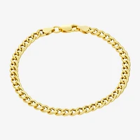 Made In Italy Womens 14K Gold Over Silver 10 Inch Hollow Curb Ankle Bracelet