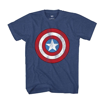 Mens Crew Neck Short Sleeve Regular Fit Captain America Marvel Graphic T-Shirt