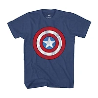 Mens Crew Neck Short Sleeve Regular Fit Captain America Marvel Graphic T-Shirt