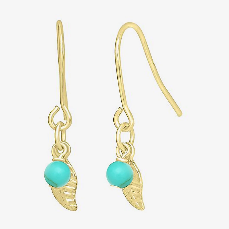 Silver Treasures 14K Gold Over Silver Leaf Drop Earrings