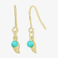 Silver Treasures 14K Gold Over Silver Leaf Drop Earrings