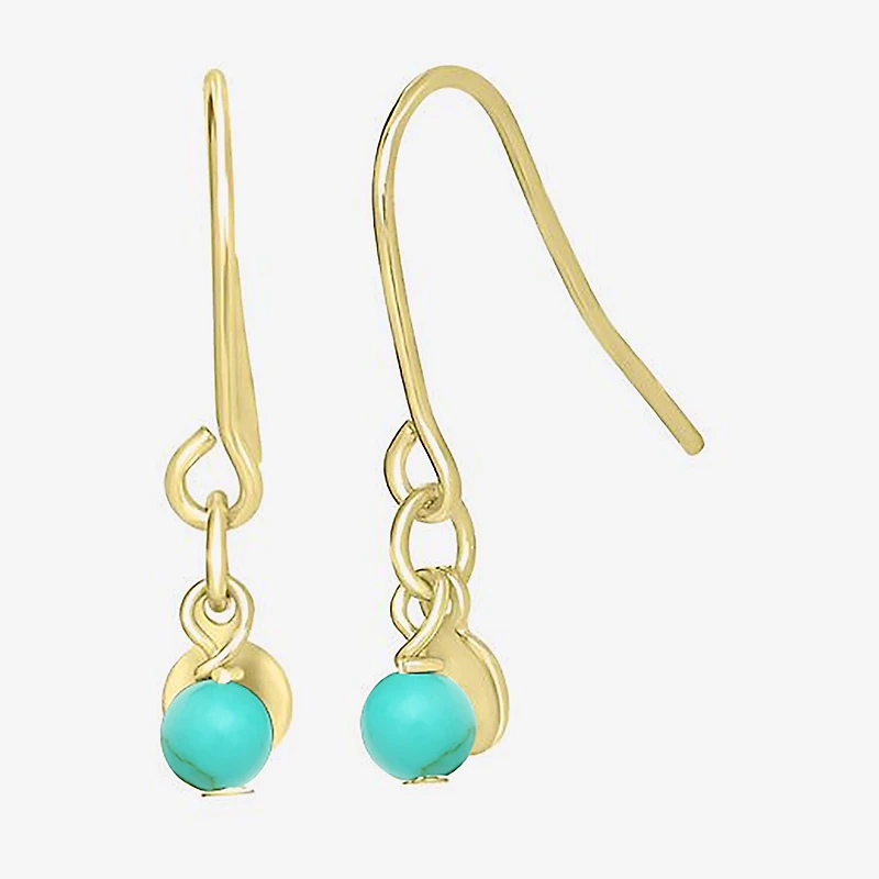 Silver Treasures 14K Gold Over Silver Round Drop Earrings