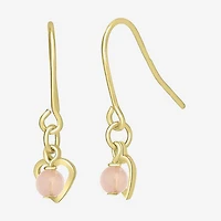 Silver Treasures Womens White Simulated Pearl 14K Gold Over Silver Heart Drop Earrings