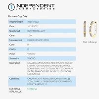 (H-I / I1) Womens 1 CT. T.W. Lab Grown White Diamond 10K Gold 25.6mm Hoop Earrings