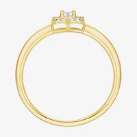 Womens 1/4 CT. T.W. Natural White Diamond 10K Gold Cushion Halo Cocktail Ring