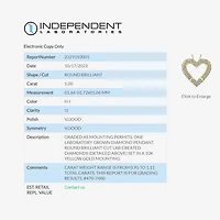 H-I / I1) Womens 1 CT. T.W. Lab Grown White Diamond 10K Gold Heart 18 Inch Pendant Necklace