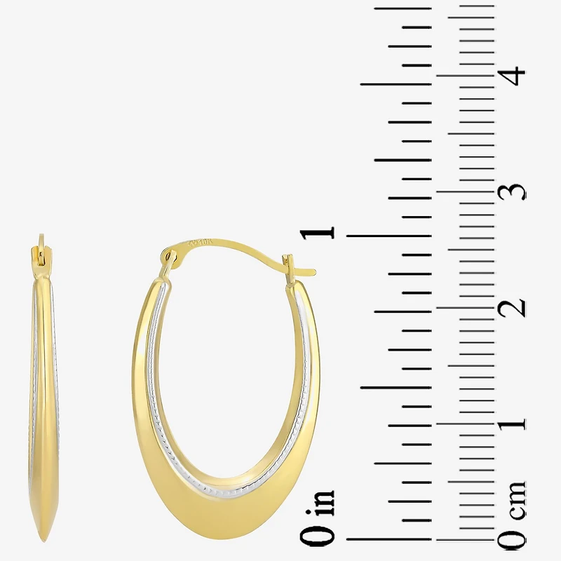 Womens 10K Two Tone Gold 25mm Round Hoop Earrings