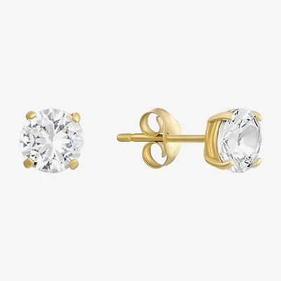Cubic Zirconia 14K Gold 5mm Stud Earrings