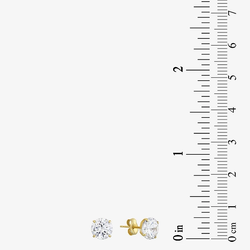Cubic Zirconia 14K Gold 7mm Stud Earrings