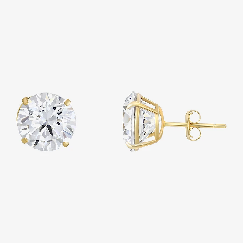 Cubic Zirconia 14K Gold 9mm Stud Earrings