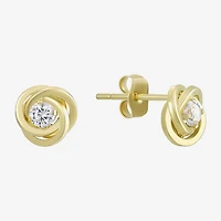 Cubic Zirconia Love Knot Earrings 14K Gold