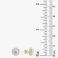 Cluster Flower Cubic Zirconia Stud Earrings 14K Gold