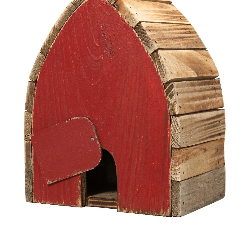 Glitzhome 8.5" Washed Red Distressed Outdoor Wooden Bird House
