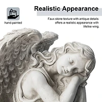 Glitzhome 15" MGO Sleeping Angel Garden Statue Outdoor Figurine