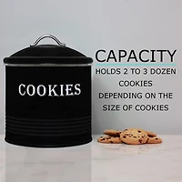 Blue Donuts Tin Black Cookie Jar Canister