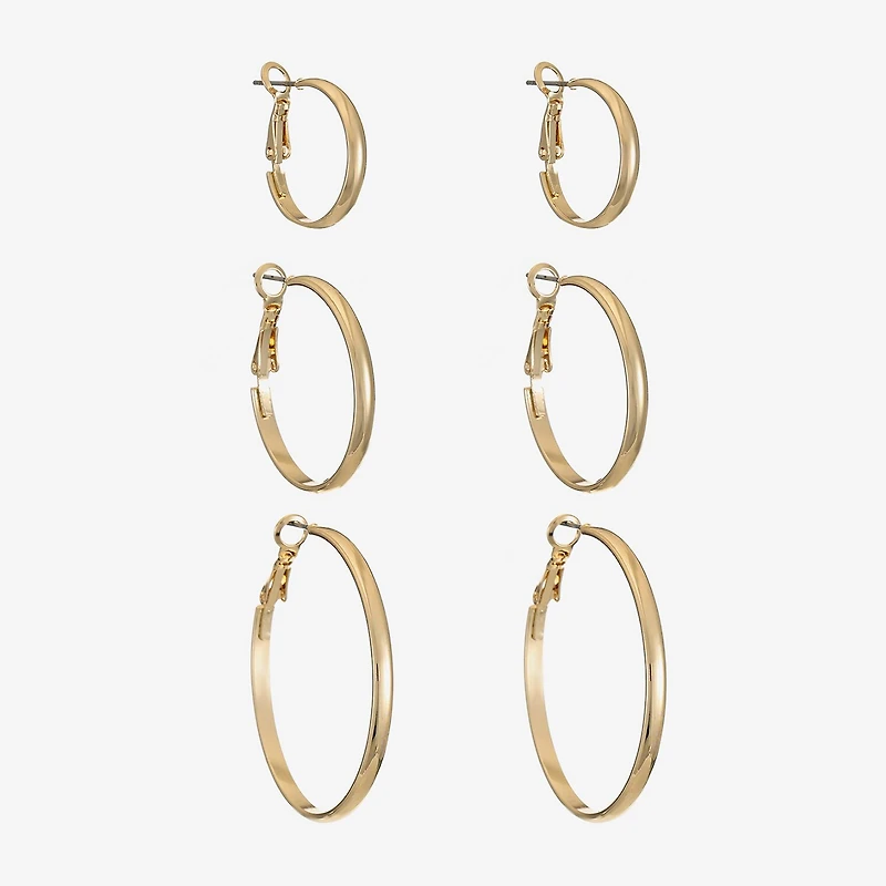 Liz Claiborne Hoop Womens Surgical Steel Hypoallergenic 3 Pair Earring Set