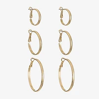 Liz Claiborne Hoop Womens Surgical Steel Hypoallergenic 3 Pair Earring Set