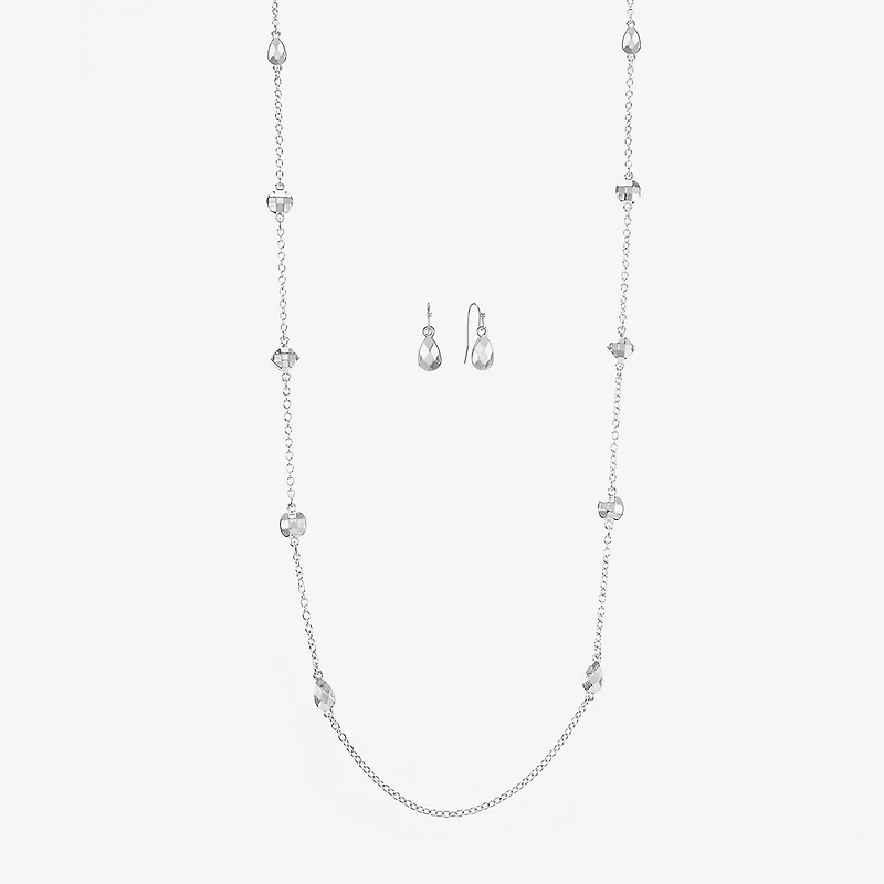 Liz Claiborne Station Necklace And Drop Earring Womens 2-pc. Jewelry Set
