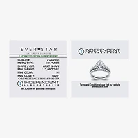 (H-I / Si2-I1) Womens 1 3/4 CT. T.W. Lab Grown White Diamond 10K Gold Pear Side Stone Halo Bridal Set