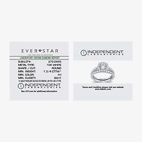 (H-I / Si2-I1) Womens 1 3/4 CT. T.W. Lab Grown White Diamond 10K Gold Cushion Side Stone Halo Bridal Set