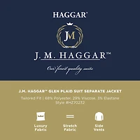 Haggar JMH Tailored Glen Plaid Mens Stretch Fabric Modern Fit Suit Jacket
