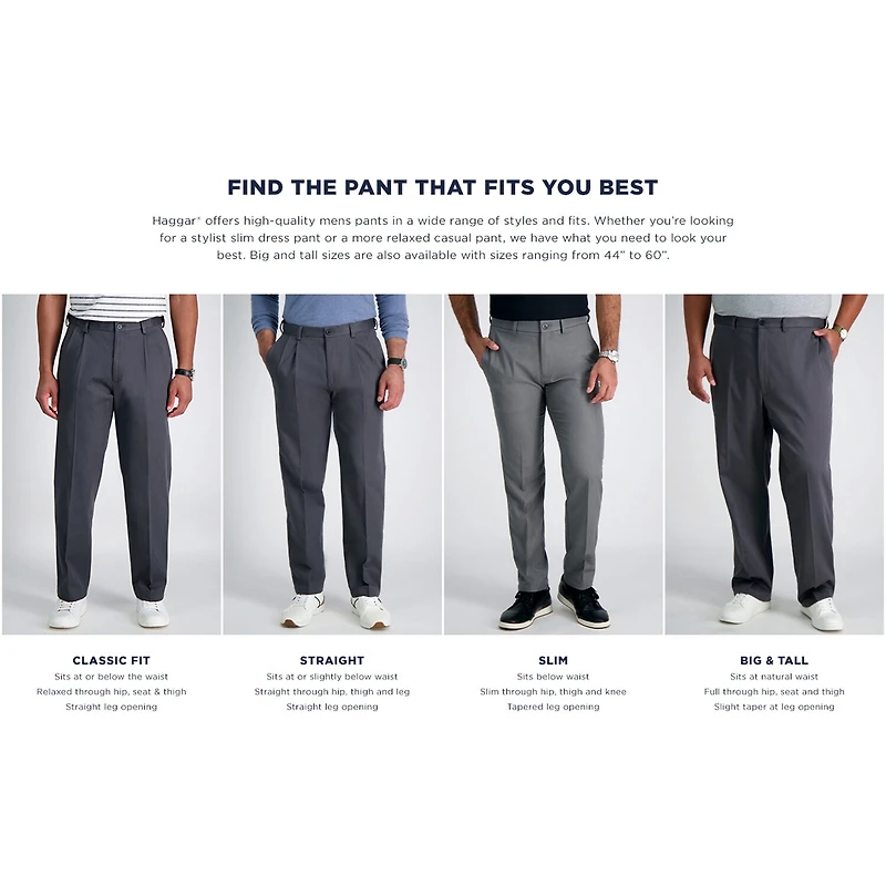 Haggar JMH Tailored Glen Plaid Mens Stretch Fabric Modern Fit Flat Front Suit Pant