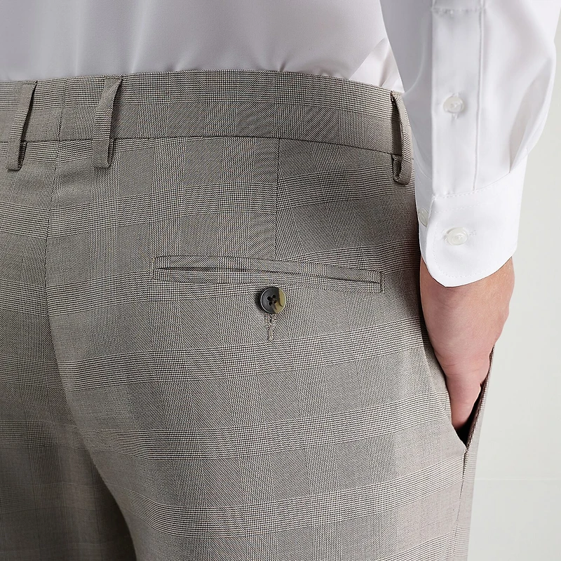Haggar JMH Tailored Glen Plaid Mens Stretch Fabric Modern Fit Flat Front Suit Pant