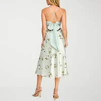 B. Smart Womens Juniors Draped Neck Short Sleeve Floral A-Line Dress