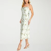 B. Smart Womens Juniors Draped Neck Short Sleeve Floral A-Line Dress