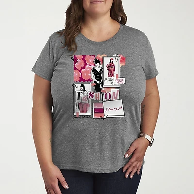 Tdwp Fashion Sketchbook Womens Plus Crew Neck Short Sleeve T-Shirt