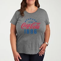 Coca Cola Star Circle Womens Plus Crew Neck Short Sleeve T-Shirt