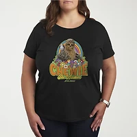 Retro Chewie Womens Plus Crew Neck Short Sleeve Star Wars T-Shirt