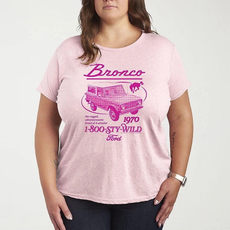 1970 Bronco Ad Womens Plus Crew Neck Short Sleeve T-Shirt