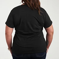 Coffee Repeated Womens Plus Crew Neck Short Sleeve T-Shirt