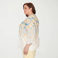 Alfred Dunner Out Of The Blue Womens Plus Split Crew Neck 3/4 Sleeve Blouse