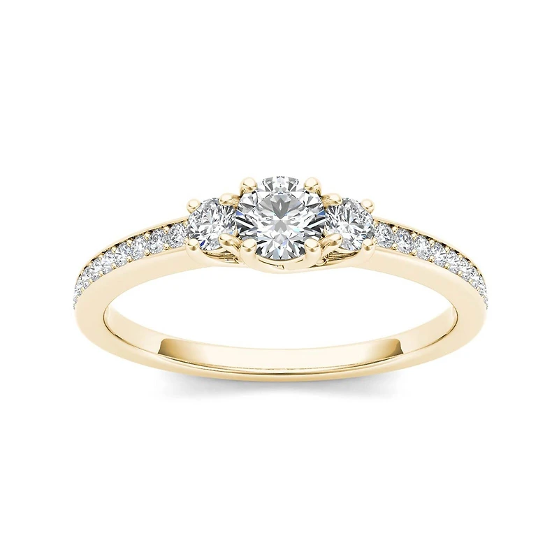 1/2 CT.T.W. Natural Diamond 14K Yellow Gold 3-Stone Engagement Ring