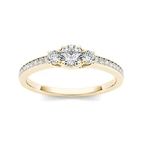 1/2 CT.T.W. Natural Diamond 14K Yellow Gold 3-Stone Engagement Ring