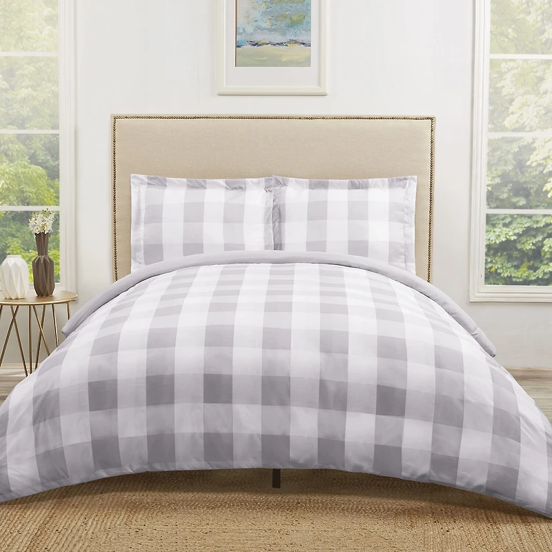 Truly Soft Everyday Buffalo Check Comforter Set Plaid Lightweight REVERSIBLE