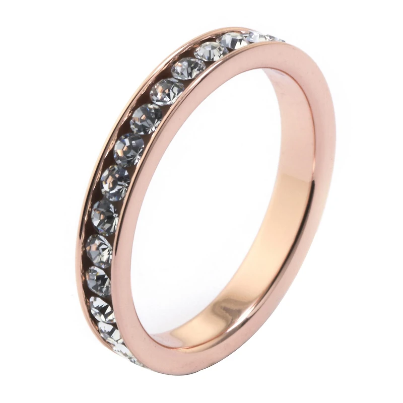 Sparkle Allure Womens 3MM Crystal 24K Rose Gold Over Brass Band