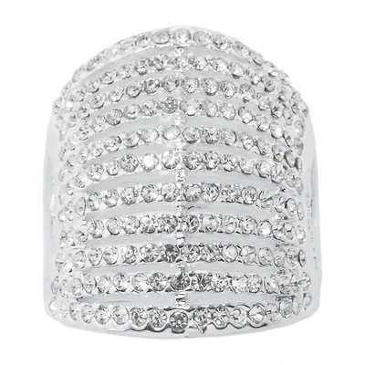 Sparkle Allure Womens Crystal Pure Silver Over Brass Dome Cocktail Ring