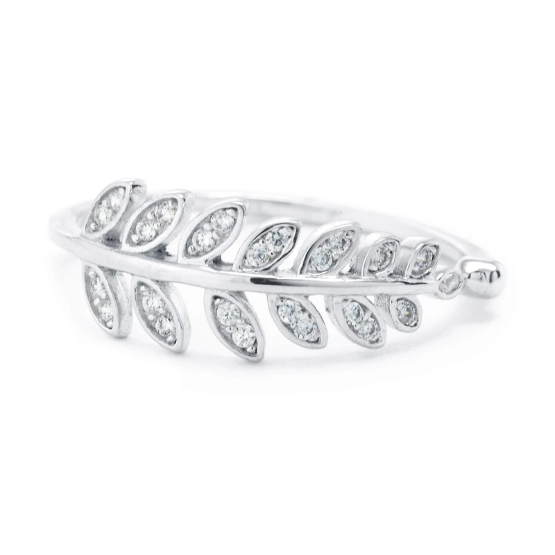 Silver Treasures Womens 2MM Cubic Zirconia Sterling Band