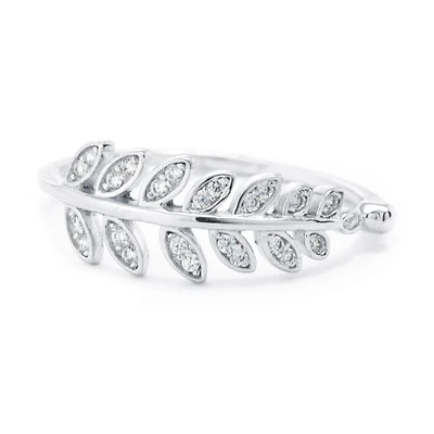 Silver Treasures Womens 2MM Cubic Zirconia Sterling Band