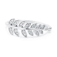 Silver Treasures Womens 2MM Cubic Zirconia Sterling Band