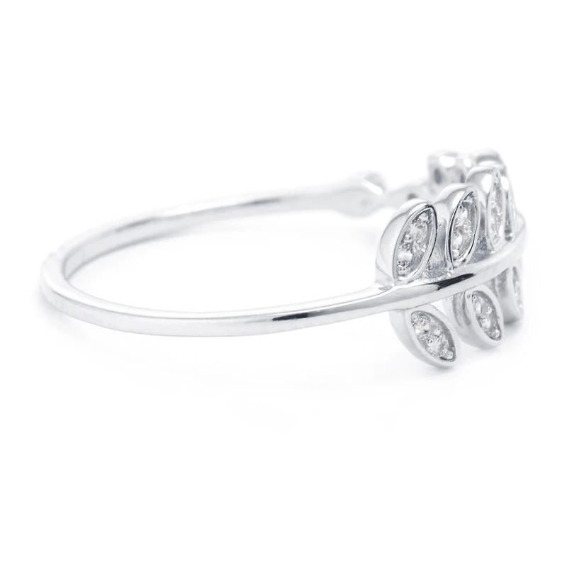 Silver Treasures Womens 2MM Cubic Zirconia Sterling Band