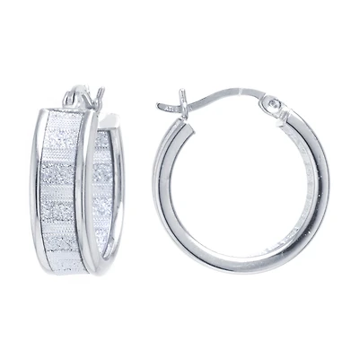 Silver Reflections Womens 20mm Hoop Earrings