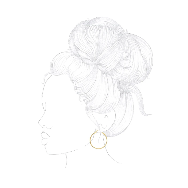 Silver Reflections Womens 24K Gold Over Brass 40mm Hoop Earrings