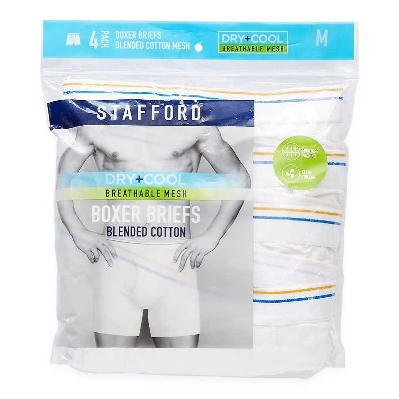 Stafford Dry + Cool Breathable Mesh Mens 4 Pack Boxer Briefs 302860