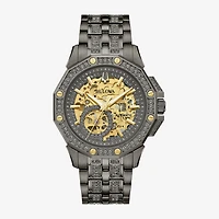 Bulova Crystal Mens Automatic Crystal Accent Gray Stainless Steel Bracelet Watch 98a293