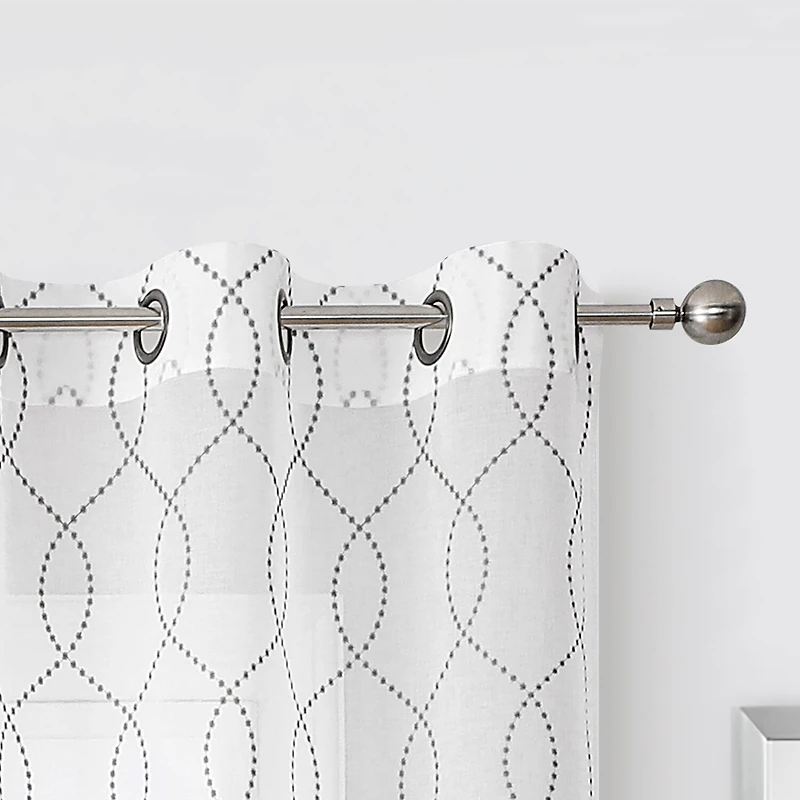Regal Home Starbust Grommet Top Energy Saving Embroidered Sheer Set of 2 Curtain Panel