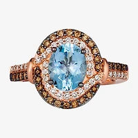 Le Vian® Grand Sample Sale™ Ring featuring 1 1/2 CT. Sea Blue Aquamarine® 1/3 CT. Chocolate Diamonds® 1/4 CT. Nude Diamonds™ set in 14K Strawberry Gold®